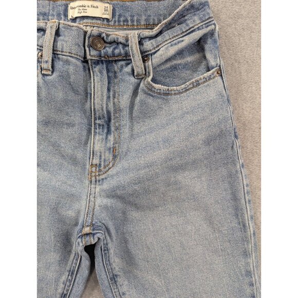 Abercrombie Fitch Jeans Womens Size 00 Blue The Mom High Rise Faded Whiskers Y2K - Picture 3 of 13